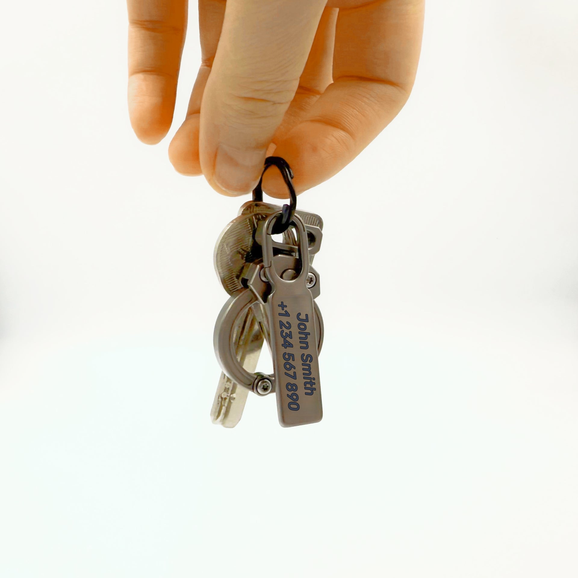 Titanium Keychain Tag with Built-in Carabiner