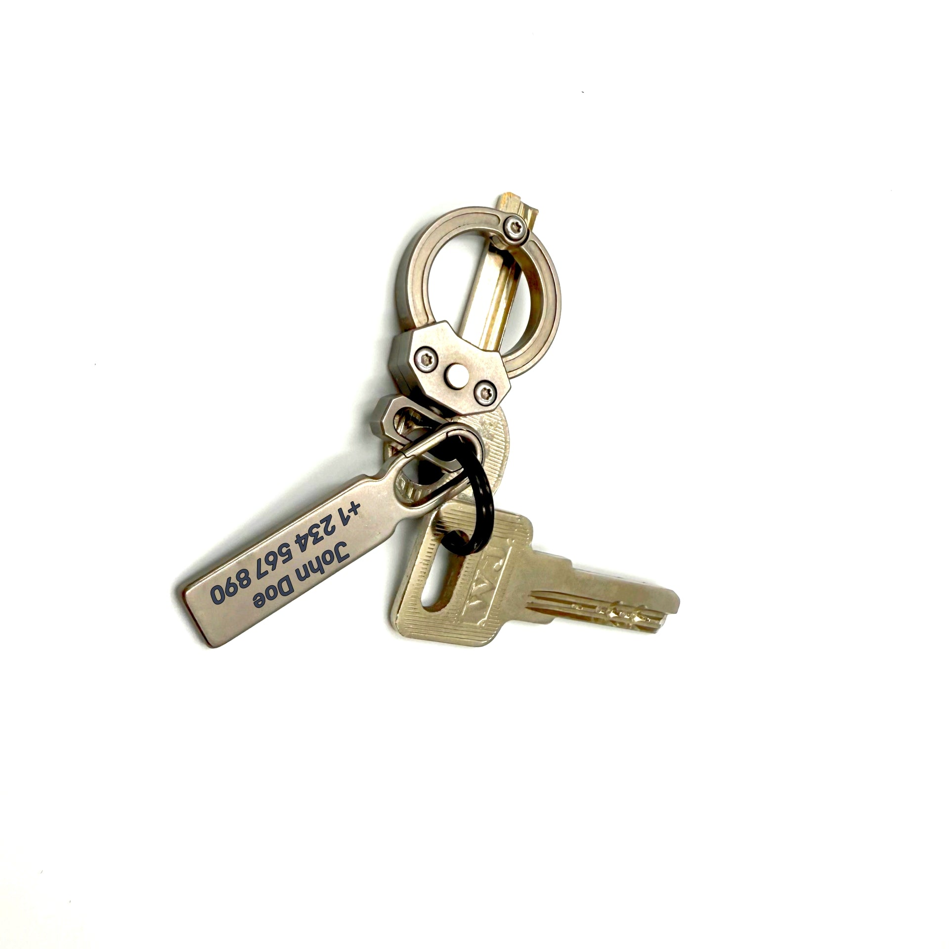 Titanium Keychain Tag with Built-in Carabiner