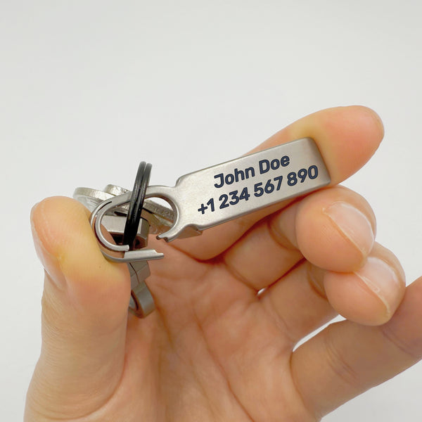Titanium Keychain Tag with Built-in Carabiner