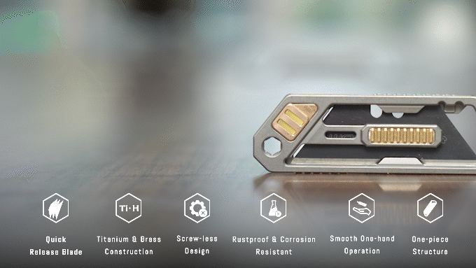 Titanium Keychain Utility Knife, Slide & Slay Everyday